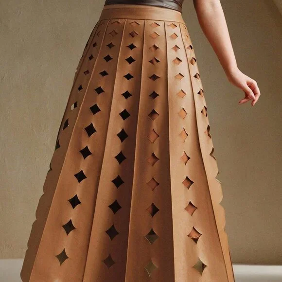 Coffee Brown Elegant Women's Skirt